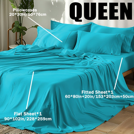 Fitted Sheet Set Cooling Deep Pocket – 2000TC Soft Microfiber Bed Sheet, Shrink Fade Wrinkle Resistant, 11 Colors 4 Sizes