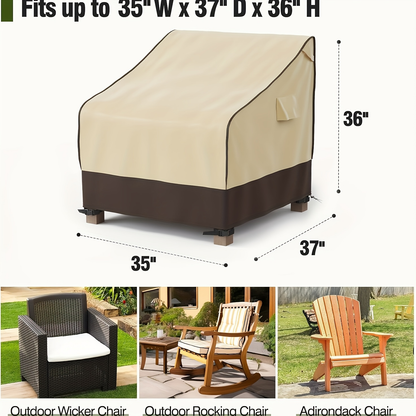 Two-Pack Patio Chair Covers in Beige and Brown with 32- or 35-Inch Width and 36-Inch Height