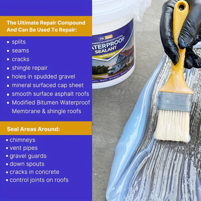 RV Waterproof Sealant 4.41LB – Flexible Clear Roof & Gutter Sealant Covers 160 Sq Ft | Multi-Surface Water-Based Coating for RV