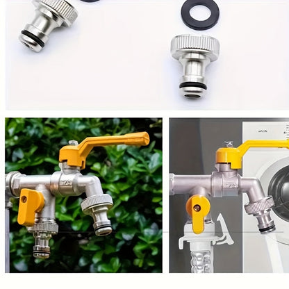 Garden Hose Faucet Dual Outlet Stainless | Outdoor Spigot Sprinkler