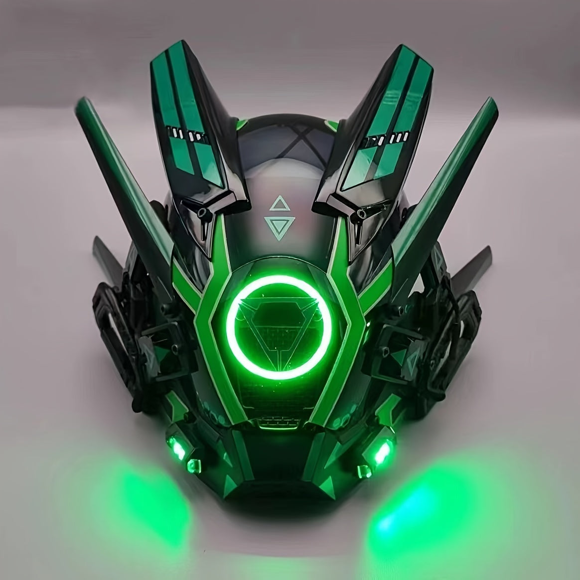 LED Mechanical Costume Mask with 10.23-Inch Height and Yellow, Green, White, Red or Blue Light Options