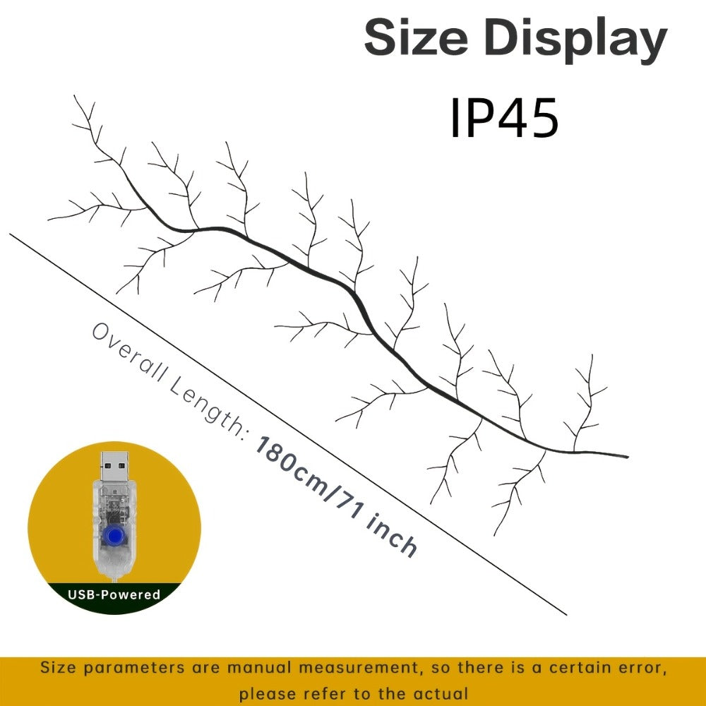 String Lights, 96-LED Warm White Willow Vine Branch with 5.9-Foot Length and IP45 Rating with Specific Power, Color, Length and Mode Choices