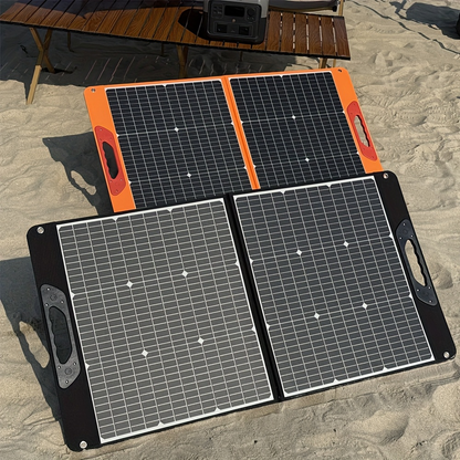 Foldable Solar Panel 200W 23.5% High Efficiency 20V Portable with 2 Brackets Solar Cable for Camping RV for Garden, Patio and Yard Use