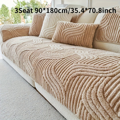 Sofa Cover Shu Velveteen Vintage-Style Panels with Textured Finish for 2 to Large 4-Seater Sofas