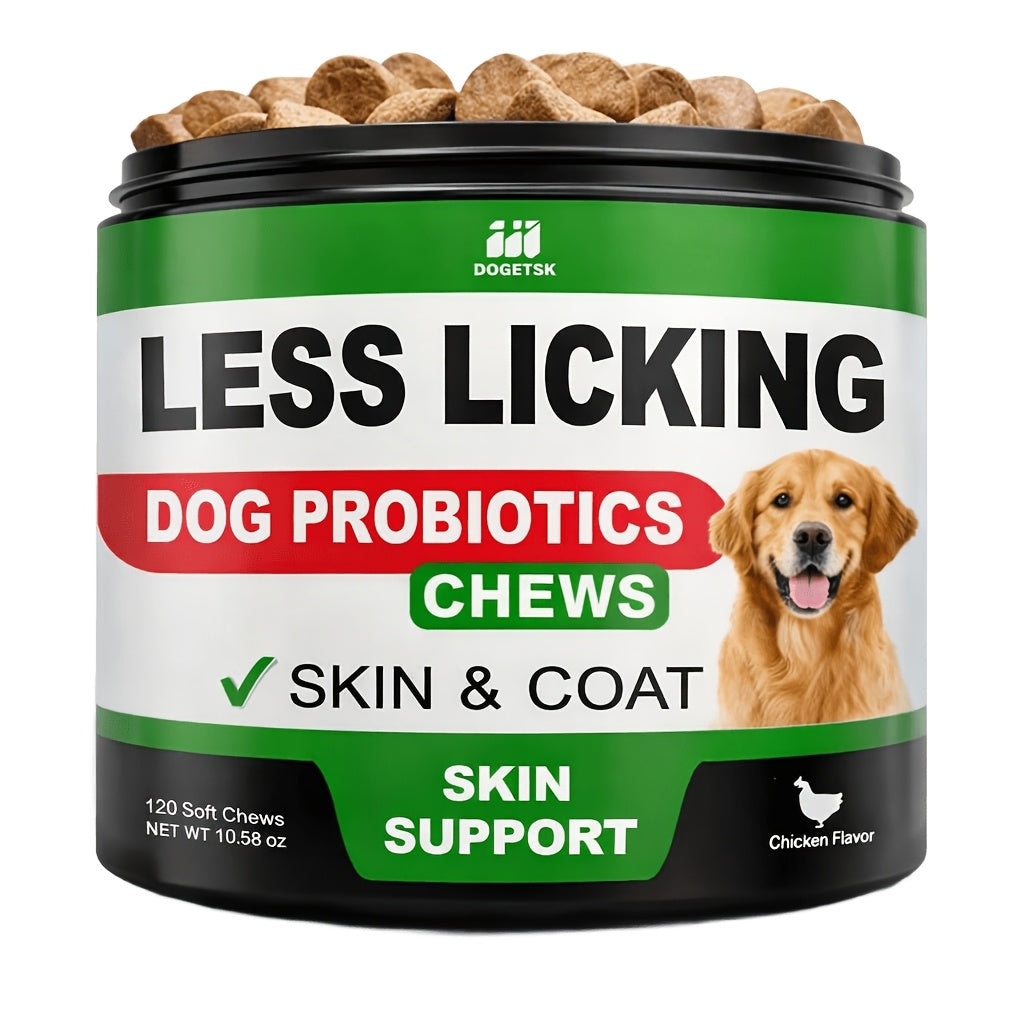 Dog Immune & Gut Support Chews 120ct – Chicken Flavor Soft Chews for Healthy Skin & Coat, Digestive Health & Immune Boost