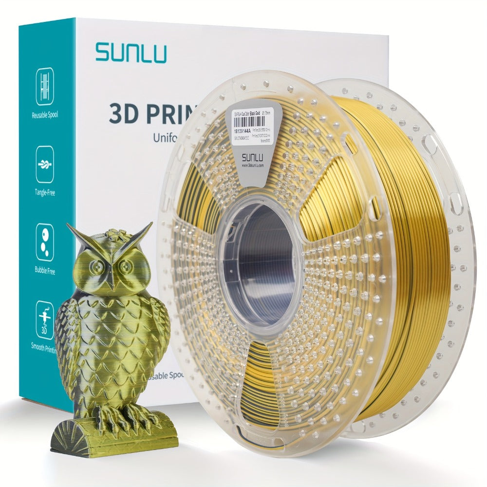 3D Printer Filament SUNLU Dual-Color Silk PLA+ 1.75mm 1kg Spool with Ten Glossy Two-Tone Options