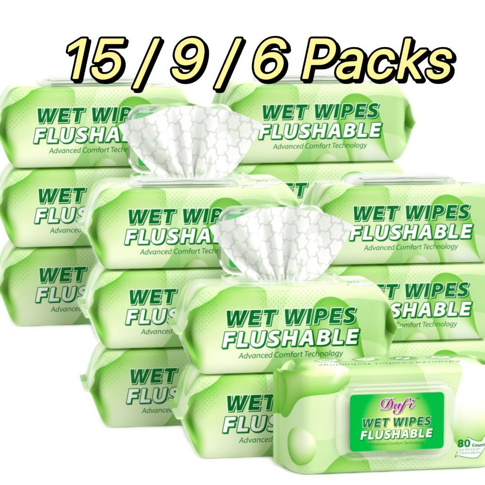 Flushable Wipes for Adults 1200 Count 15 Packs Unscented Toilet Wipes No Alcohol 100% Plant for Entryways, Bedrooms and Living Spaces