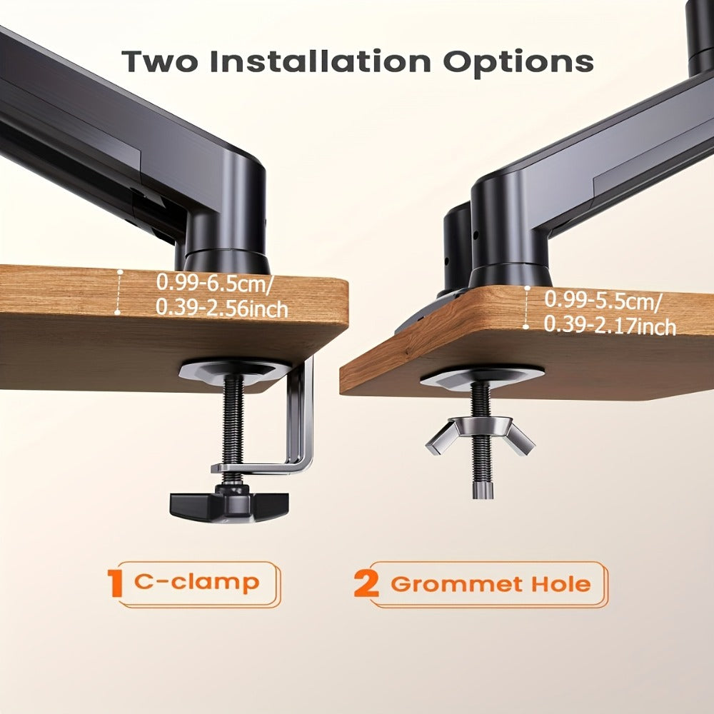 Aluminum Alloy Gas Spring Monitor Arm, Full Motion Swivel Tilt Rotate, Desk Mount for 13-32 Inch Screens