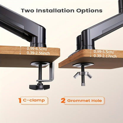 Aluminum Alloy Gas Spring Monitor Arm, Full Motion Swivel Tilt Rotate, Desk Mount for 13-32 Inch Screens