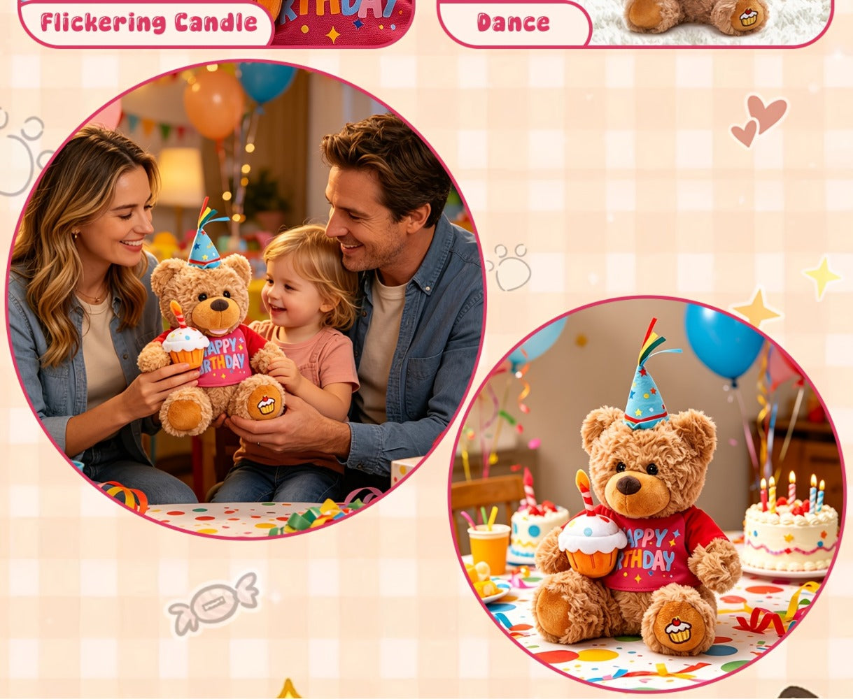 Singing Birthday Teddy Bear Plush Toy 13.5 Inch Interactive Stuffed Animal with the Listed Color, Size or Set Options for Everyday Use