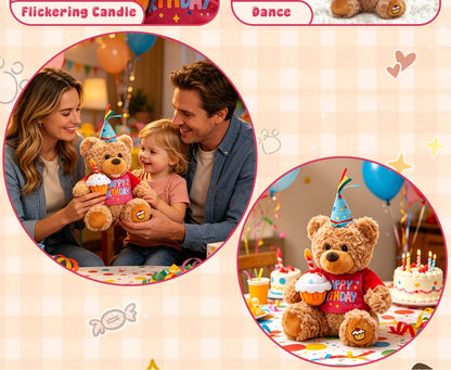 Singing Birthday Teddy Bear Plush Toy 13.5 Inch Interactive Stuffed Animal with the Listed Color, Size or Set Options for Everyday Use