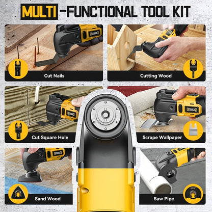 Oscillating Multi Tool Brushless Cordless Compatible with DeWalt 20V / 18V Battery, 21000 OPM Variable Speed
