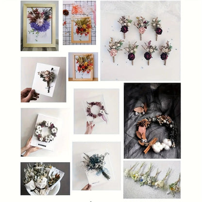 Four-Box Mixed Dried Flower Set with Assorted Colors and Small Botanical Pieces for Craft Decoration