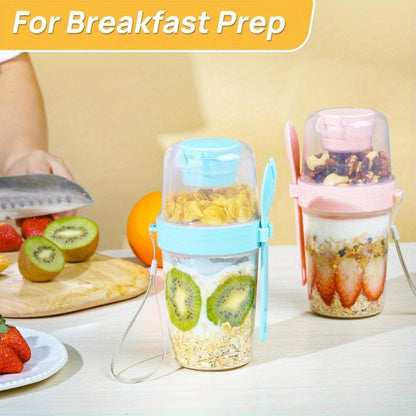 Yogurt Parfait Cups with Leakproof Lids and Spoons 4-Pack 27oz Large Microwave Safe Stackable Breakfast Containers Separate Toppings