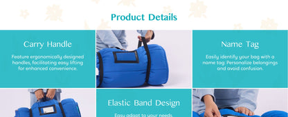 Kids Nap Mat with Removable Pillow & Minky Blanket - Roll-Up Sleeping Bag for Boys Girls, Blue Dinosaur Design
