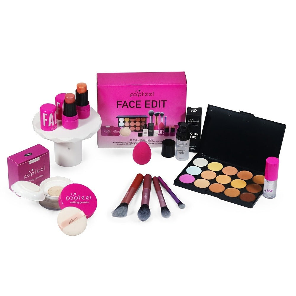 Makeup Gift Set Box for Women Teens – Eyeshadow Palette Blush & Foundation Waterproof Long-Lasting Complete Beauty Cosmetic Kit All Skin