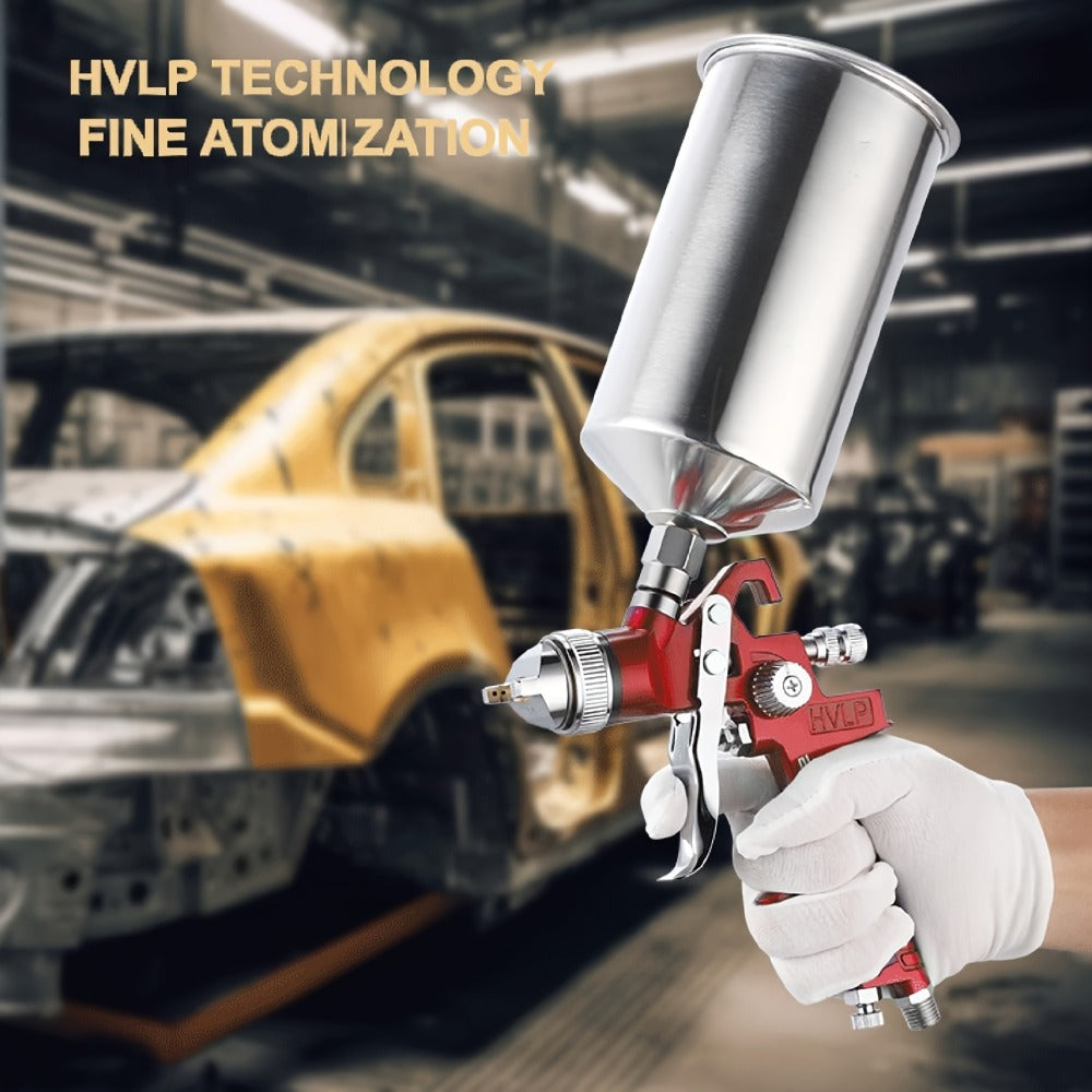 HVLP Gravity Feed Spray Gun Set – 3 Nozzles (1.4 / 1.7 / 2.0mm) with 1000cc Aluminum Cup for Automotive Painting, Base Coat