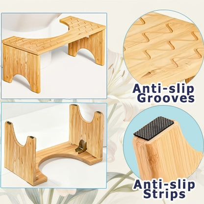 Toilet Stool Foldable Bamboo Squatting Stool – Ergonomic 7-Inch Height for Natural Constipation Relief | Collapsible Non-Slip Bathroom