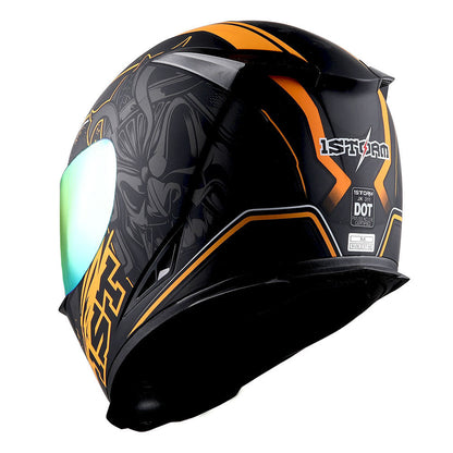 Motorcycle Helmet Full-Face Shell with Tinted and Spare Clear Shields, Quick-Release Buckle, Nine Styles and S-XL Sizes