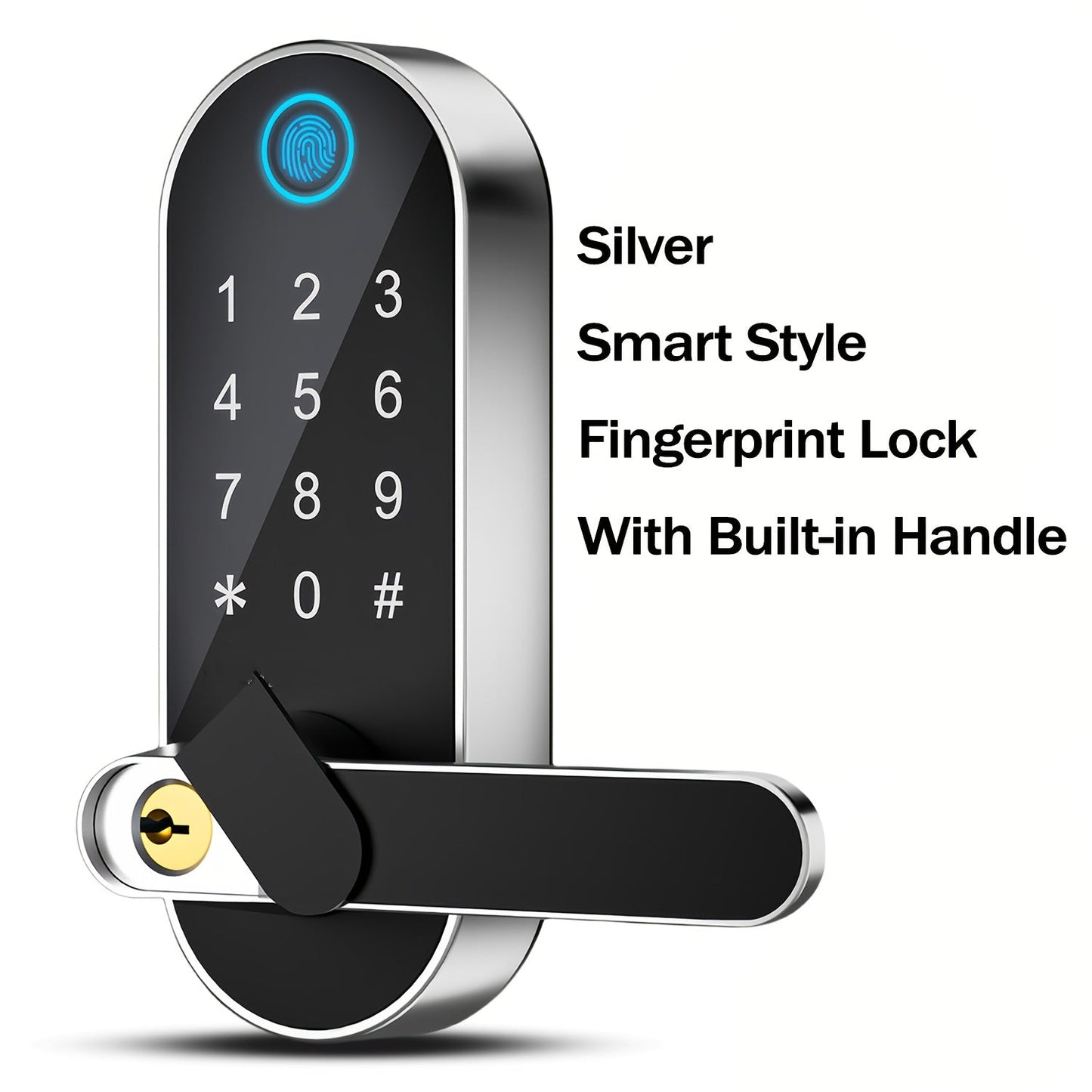 Smart Door Lock Deadbolt with Fingerprint Keypad App and Key Access in Black or Silver Options
