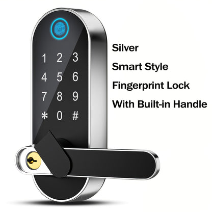 Smart Door Lock Deadbolt with Fingerprint Keypad App and Key Access in Black or Silver Options