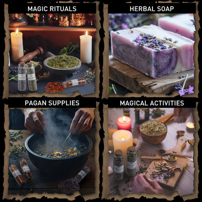 Dried Herbs Kit 45 Bottles with Crystal Spoon, Altar Supplies Herb Set for Wicca, Pagan Magic, Incense Spells & Bath Rituals