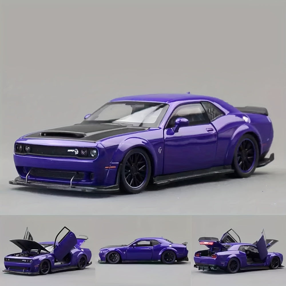 Dodge Hellcat Diecast Car Model 1:32 Scale Alloy Replica with Display Base, Openable Doors, Collectible Mini Vehicle