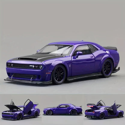 Dodge Hellcat Diecast Car Model 1:32 Scale Alloy Replica with Display Base, Openable Doors, Collectible Mini Vehicle