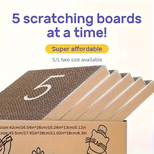Cardboard Cat Scratching Board 5pcs Reversible Extra Large with Box Indoor Cat Scratch Pad Sofa Resting Playing Lounge Set Regular and XL