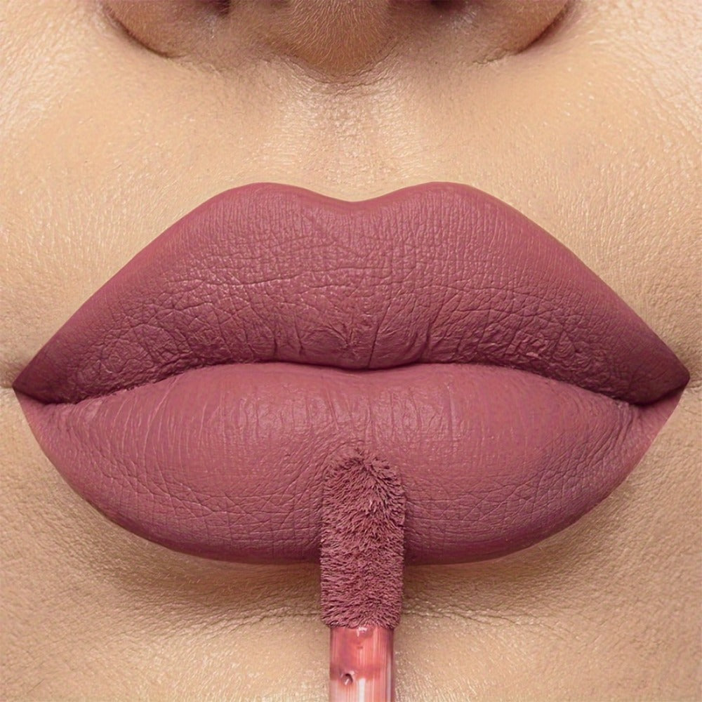 Bear Lip Glaze Set 3 Colors, Cute Bear Packaging Velvet Matte Waterproof Liquid Lipstick in Brown Pink & Red