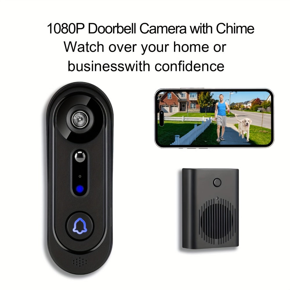 Wireless Video Doorbell Camera 1080P HD Night Vision Motion Detection Two-Way Audio Battery Powered Indoor Chime Cloud Storage Smart Home