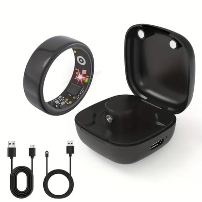 Screenless Smart Ring with Charging Case Options, Black, Gold or Silver Finish and Sizes 7–13