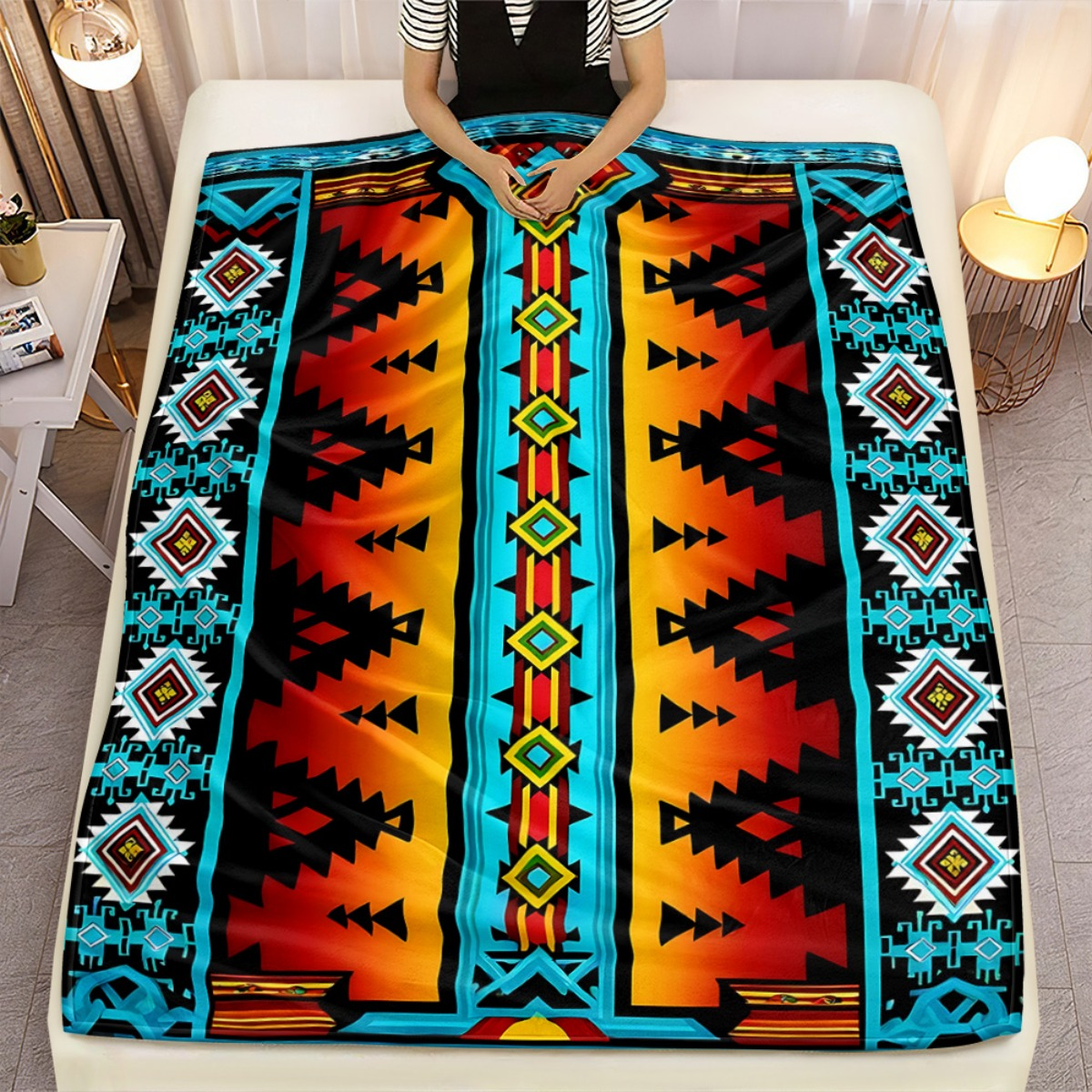 Tribal Pattern HD Print Flannel Blanket 280GSM Throw