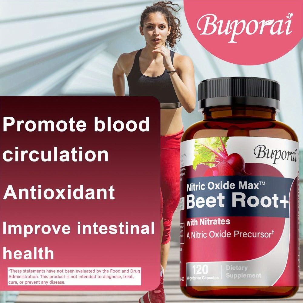 Dietary Supplement Beet Root Capsules with listed Nitrates, Black Pepper and Antioxidants, 120 Count