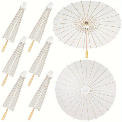 Party Decorations 24-Pack White Paper Parasols with 33-Inch Canopies and Wood-Look Handles
