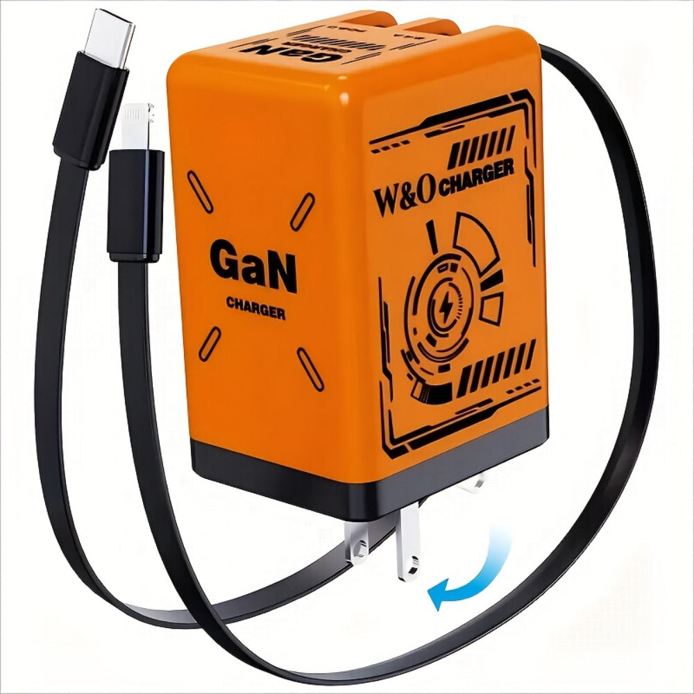 GaN Wall Charger 120W Fast with Retractable Built-In Cable & Foldable Plug for an Everyday Personal Care Routine