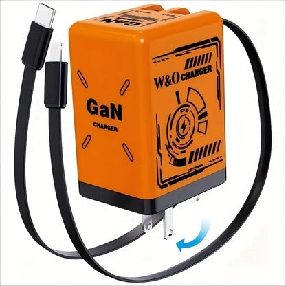 GaN Wall Charger 120W Fast with Retractable Built-In Cable & Foldable Plug for an Everyday Personal Care Routine