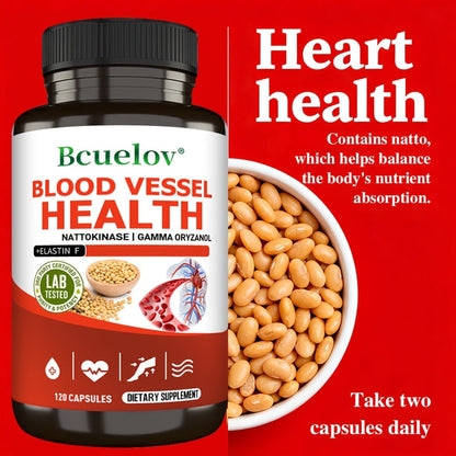 Nattokinase Supplement 120 or 240 Capsules, Gamma-Oryzanol Cardiovascular Formula for Heart Health