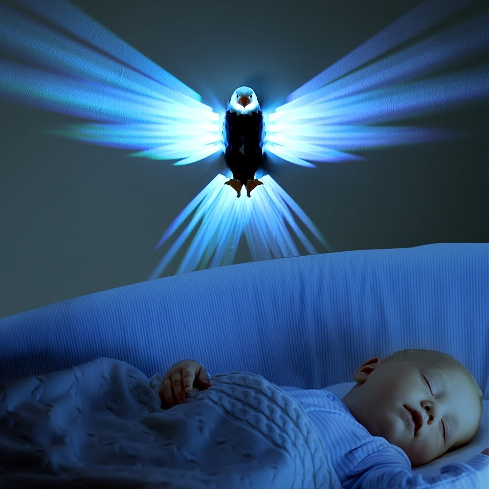 Eagle LED Wall Lamp, Colorful Ambient Night Light with Motion Sensor, Rechargeable Battery
