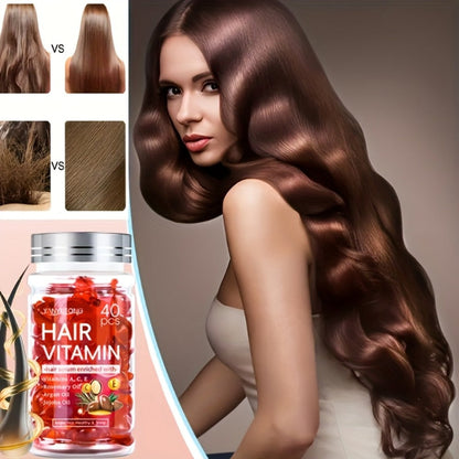 Argan Oil Hair Growth Vitamin Capsules with Keratin & Vitamins A C E B, Anti-Frizz Nourishing Hair Essence for Dry