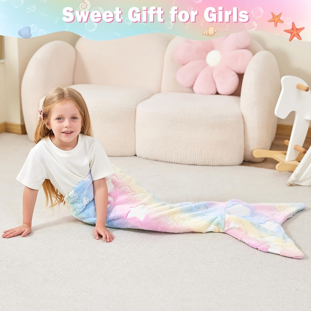 Mermaid Tail Sleeping Bag Blanket for Kids & Adults - Flannel 200GSM Anti-Kick Cozy Bed Cover