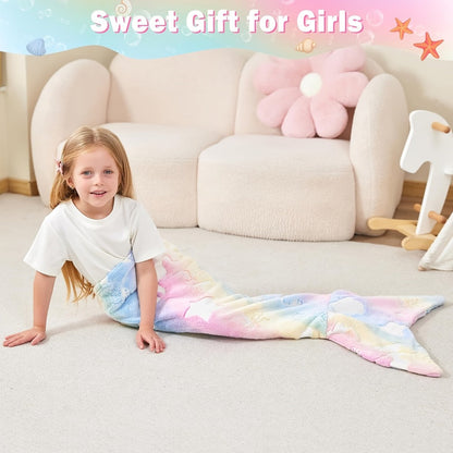 Mermaid Tail Sleeping Bag Blanket for Kids & Adults - Flannel 200GSM Anti-Kick Cozy Bed Cover