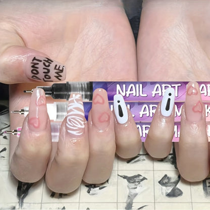 Acrylic Nail Art Pen Set 12 Colors 3D Doodle & Dot Stitching Pens, Quick Drying Precision Fine Tip