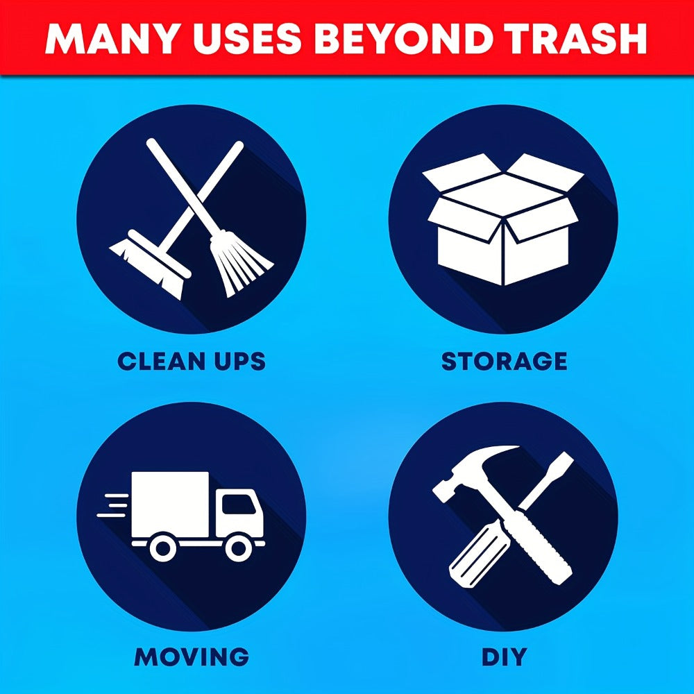 65 Gallon Trash Bags, Extra Large Black Garbage Bags Tear-Resistant Thickened, 25 & 50 Count for Yard Waste