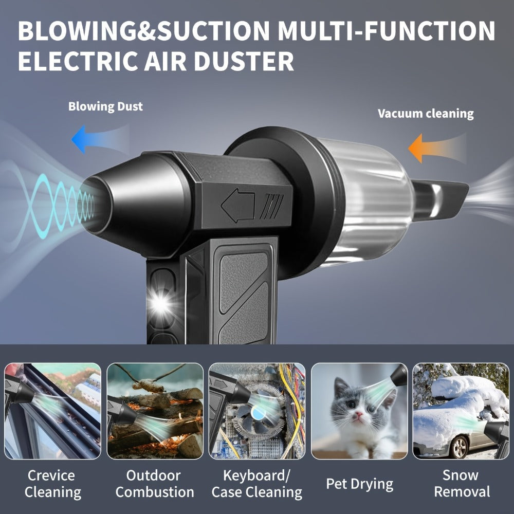 Handheld Electric Air Blower & Dust Collector with Digital Display - Wireless High-Speed Turbine Fan