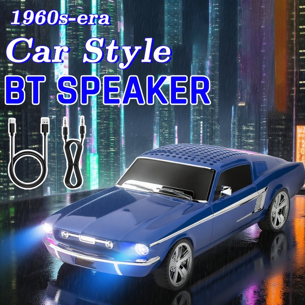 Retro Classic Car Model Bluetooth Speaker with Deep Bass, Colorful LED Lights, FM Radio, USB TF AUX Inputs
