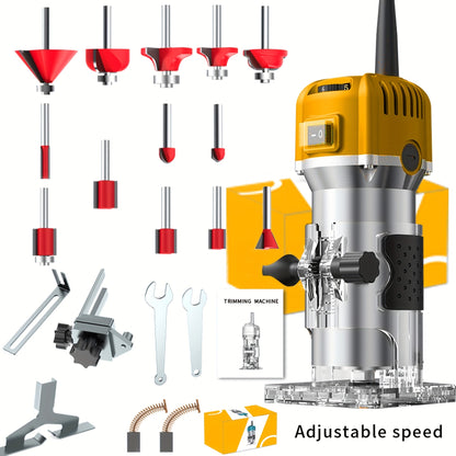 Wood Router 800W Trim Router for Woodworking - 35000RPM Electric Router with Edge Guide, Roller Guide