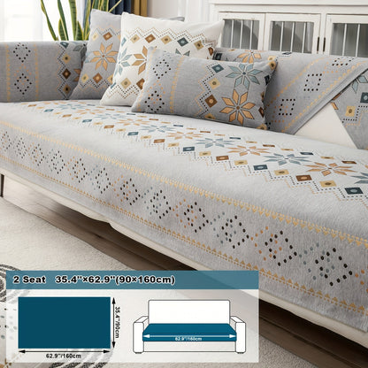 Sofa Cover Bohemian Border Panels for 2, 3 or 4-Seater Sofas and Backrest in Grey, White or Orange