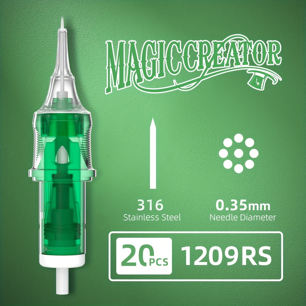 Tattoo Cartridge Needles with MAGICCREATOR Label, 20-Piece Box with 25 RL RS CM M1 Options