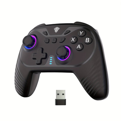2.4G Wireless PC Game Controller in Five Colors with Hall-Effect Sticks, RGB Lighting and USB Receiver